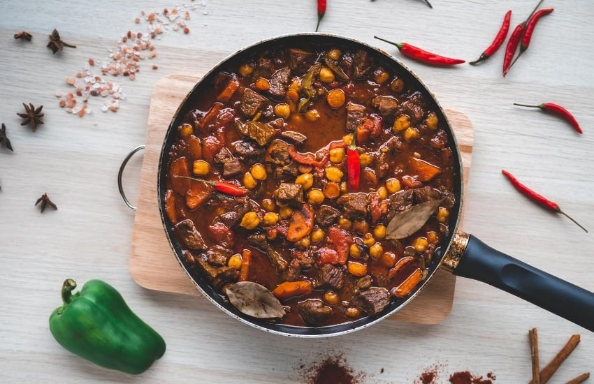 Pan of meat and vegetable stew