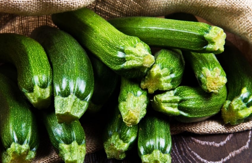 Hessian bag of zucchinis