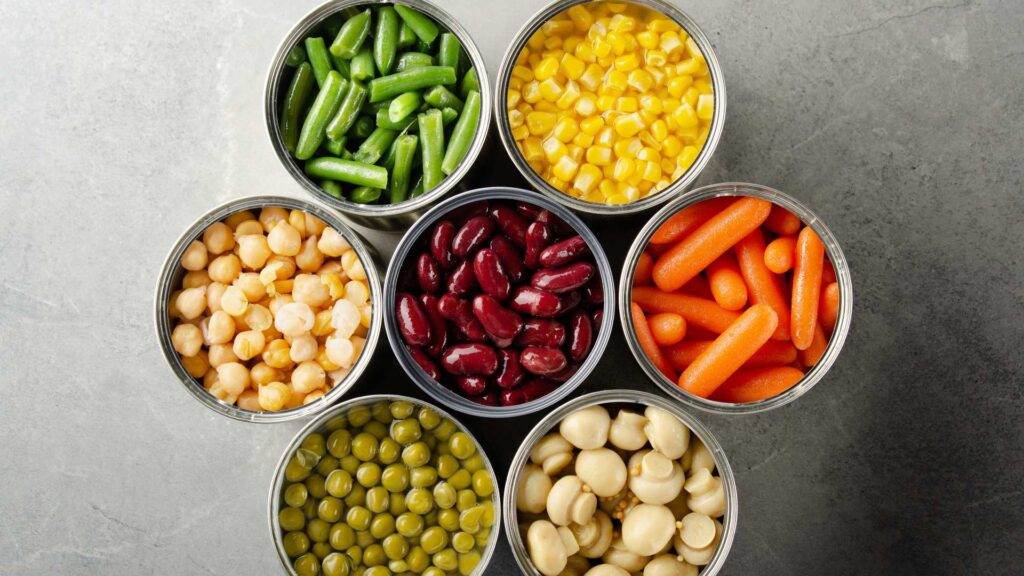 An assortment of canned vegetables